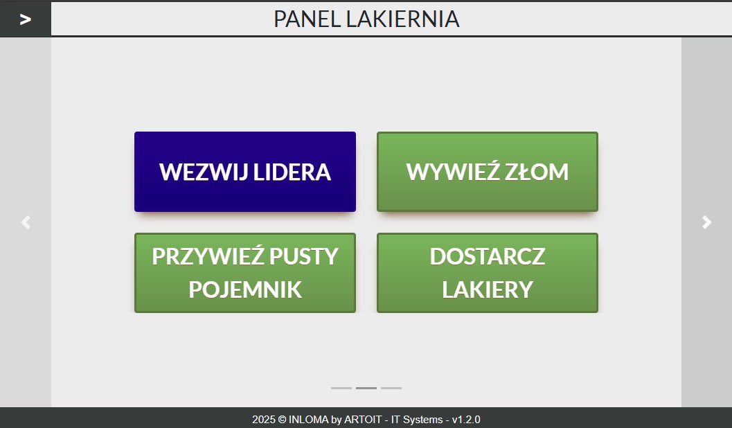 zrzut ekranu z tabelu do przywoływania wózków widłowych na produkcji